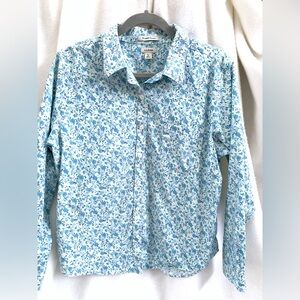L.L. Bean Blue and Lavender Floral Shirt